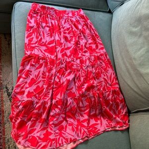 Loft Petite Pull On Tiered Long Skirt